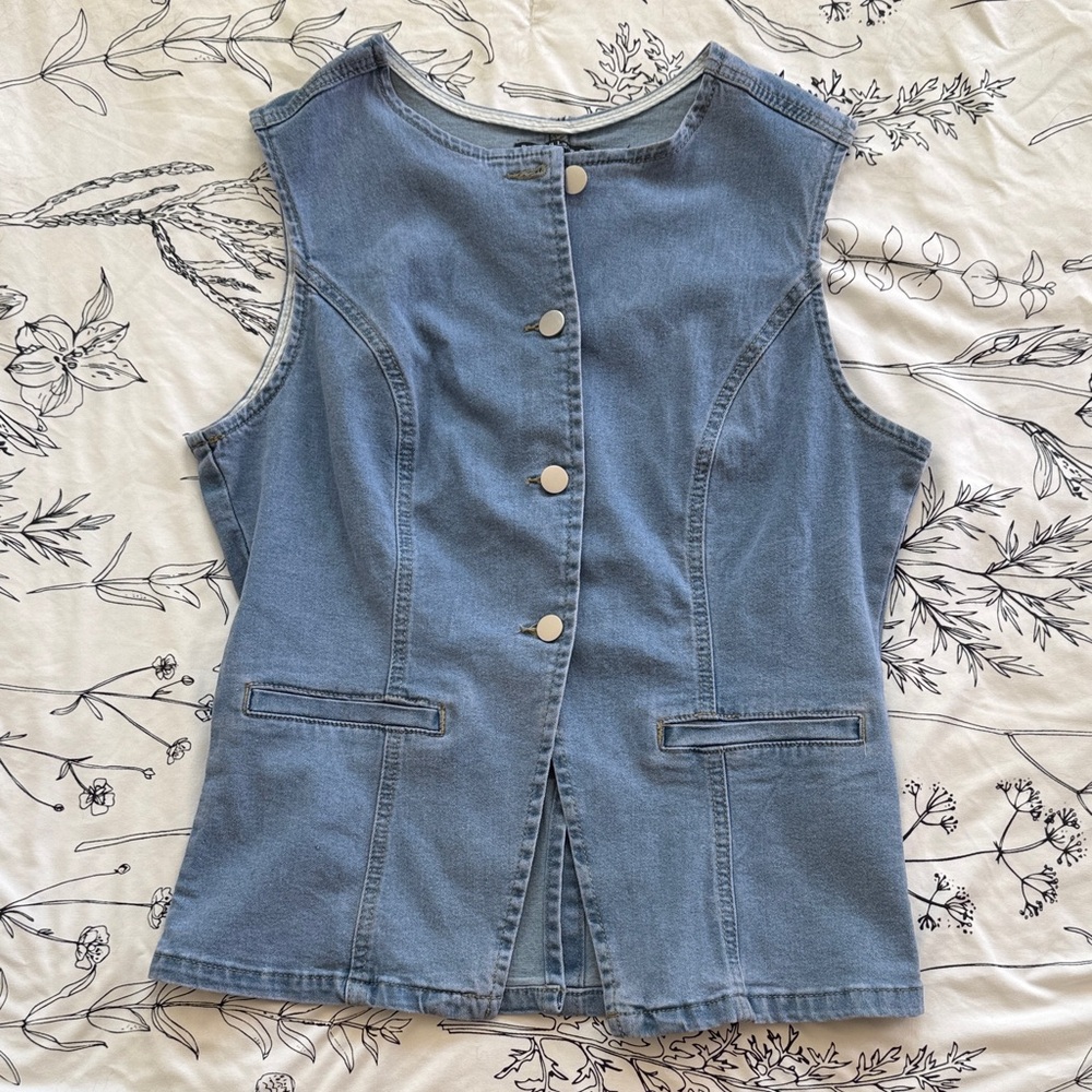 Denim Button Up Vest - Never Worn